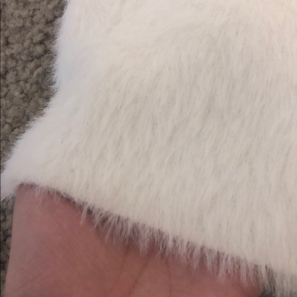 white furry off the shoulder top - Picture 2 of 3